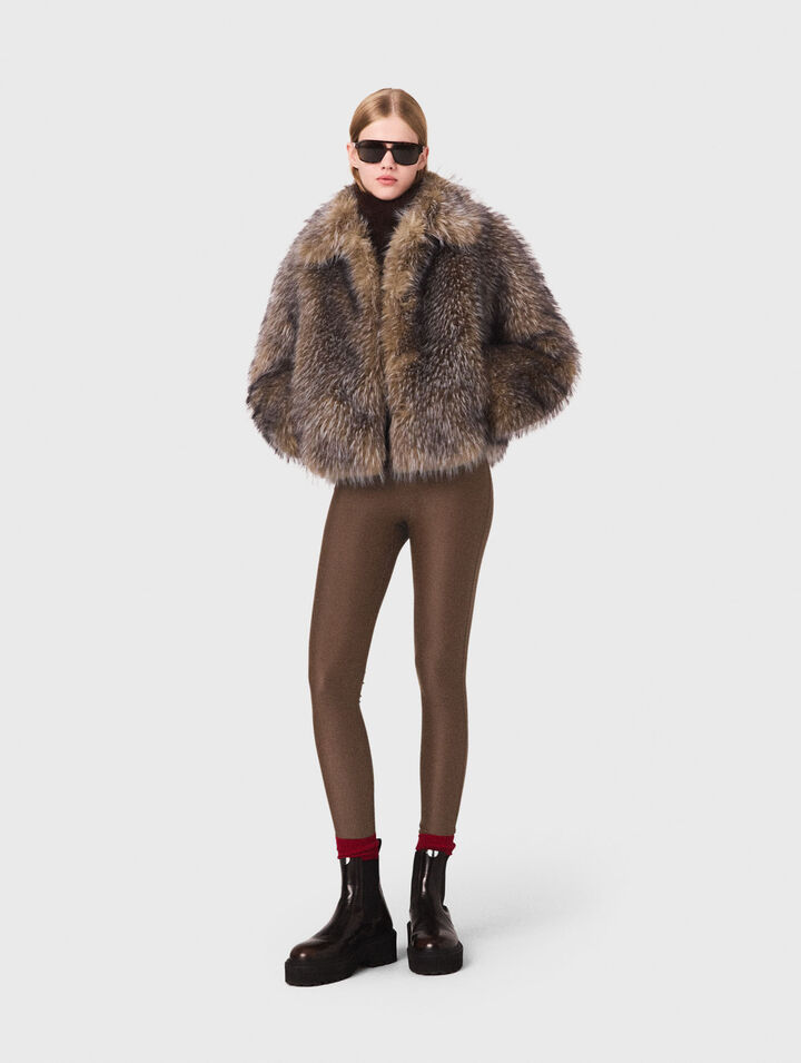 Manteau court en fausse fourrure