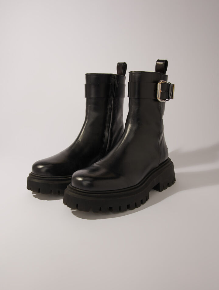 Bottines en cuir à boucle