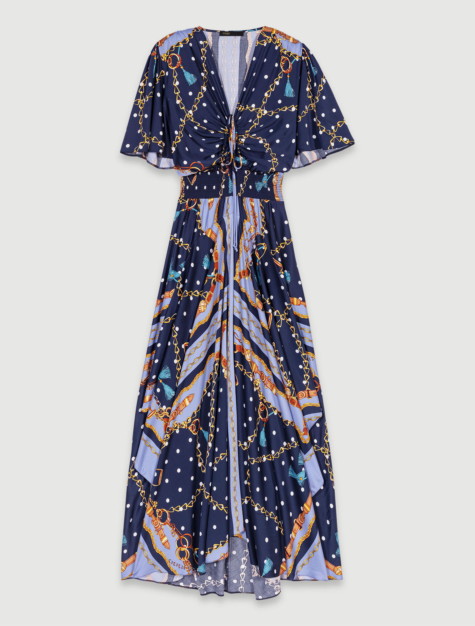 Robe longue satinée imprimée 