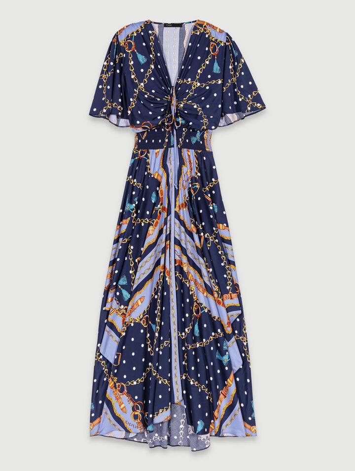 Robe longue satinée imprimée 