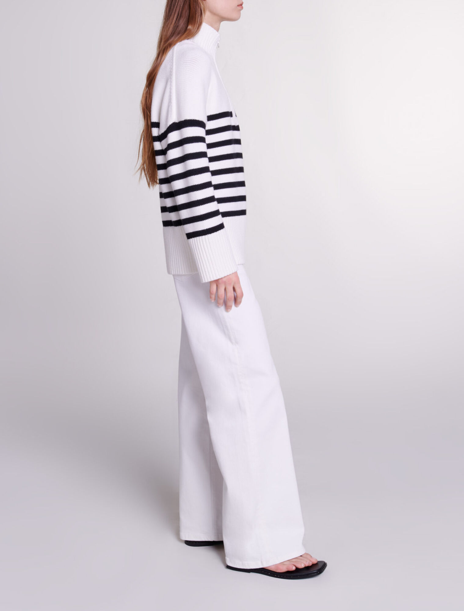 Pull marinière col zippé