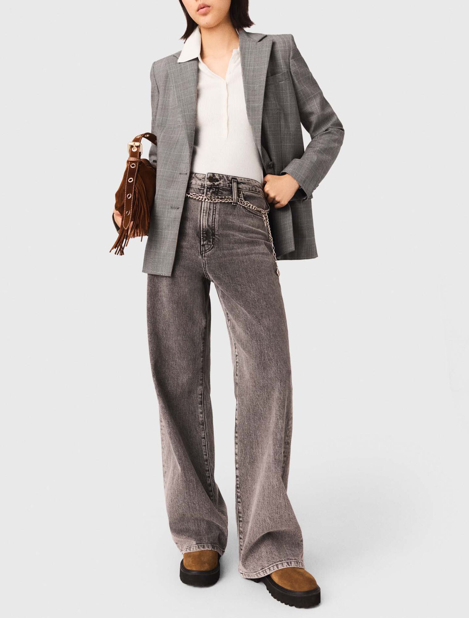 Jean large &agrave; ceinture maillons