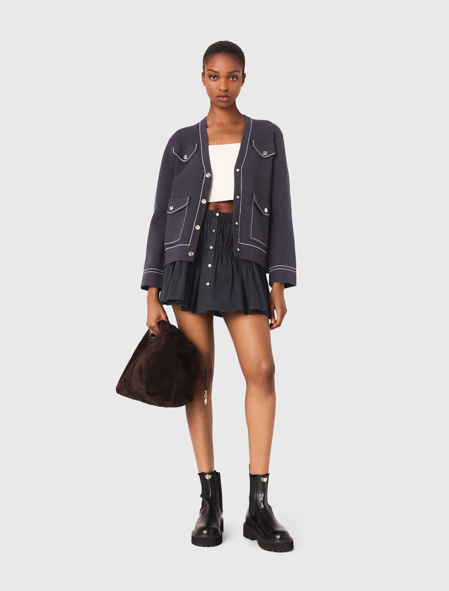 Sac M tote en cuir suède