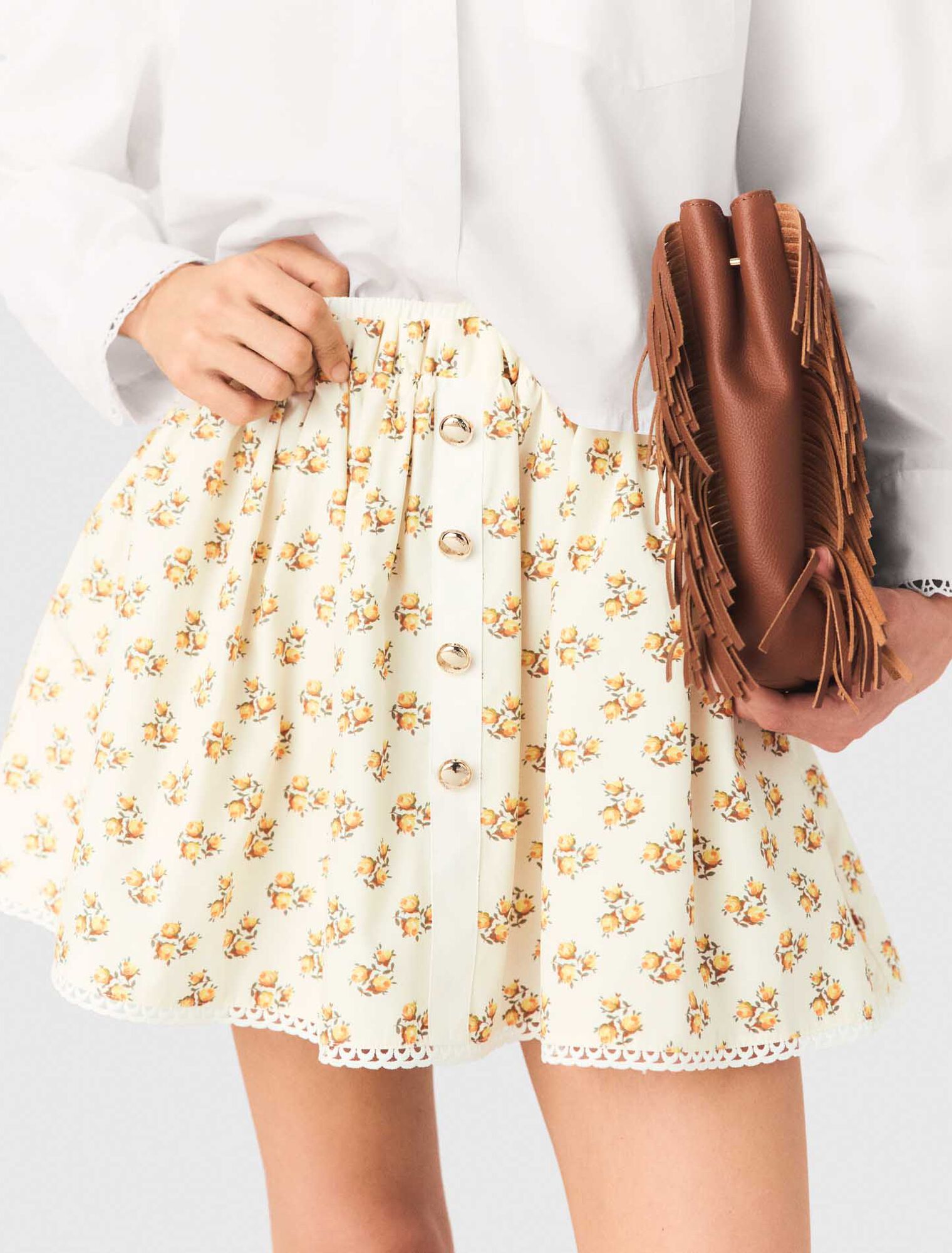 Jupe imprim&eacute;e et galon croquet