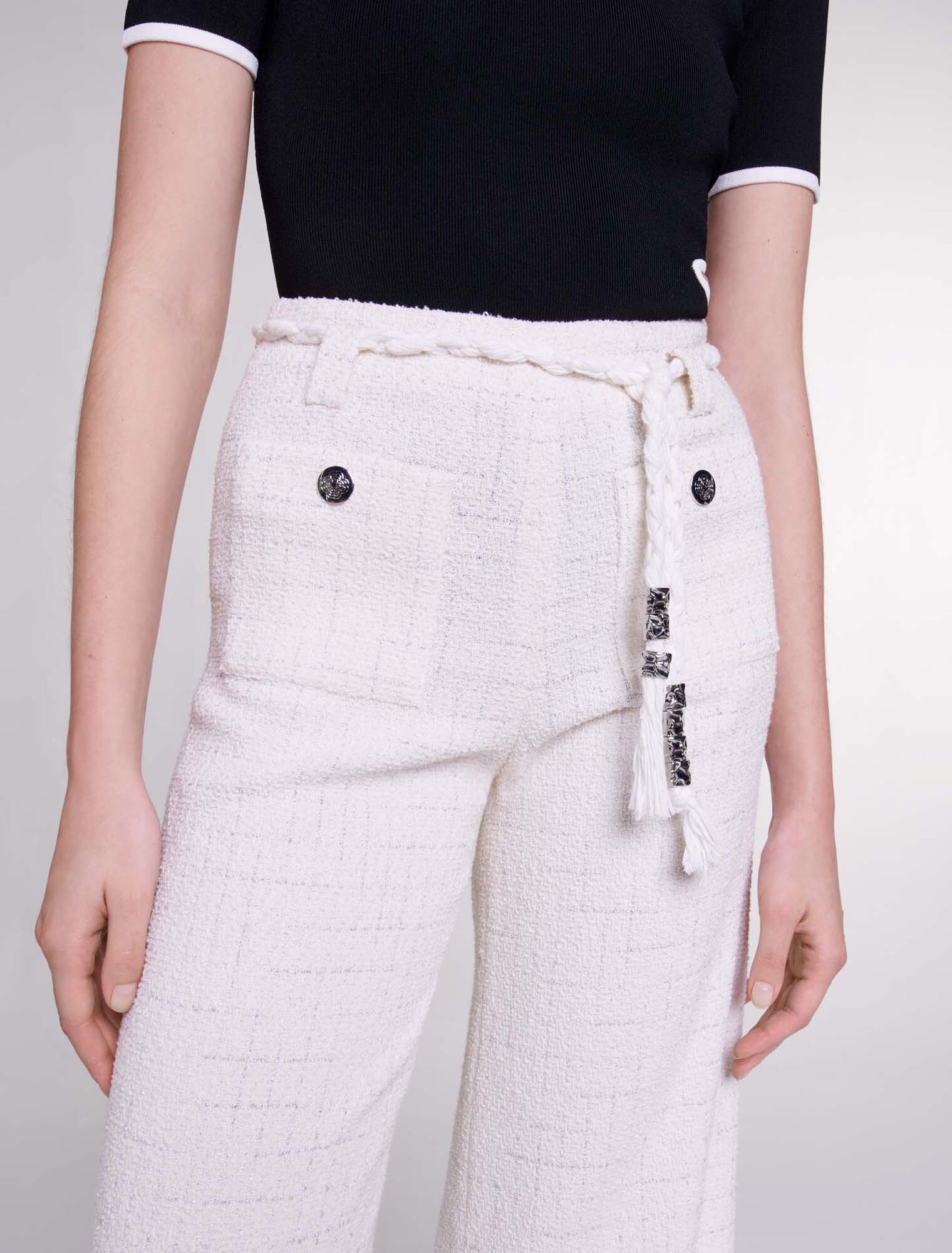 Pantalon en tweed à fils métalisés