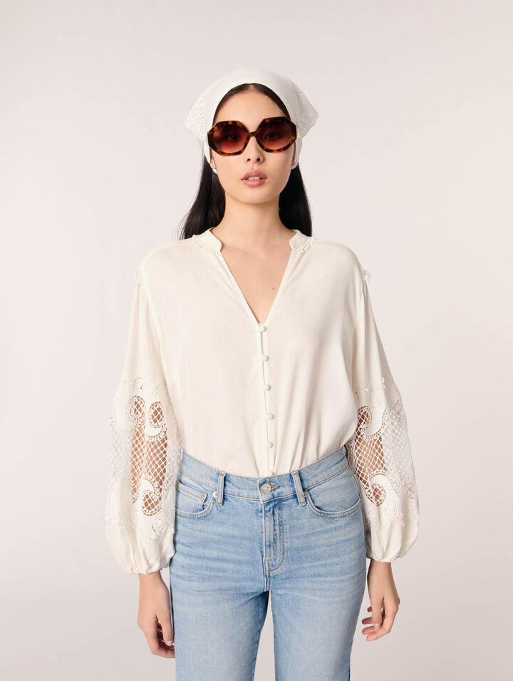 Chemise à manches brodées