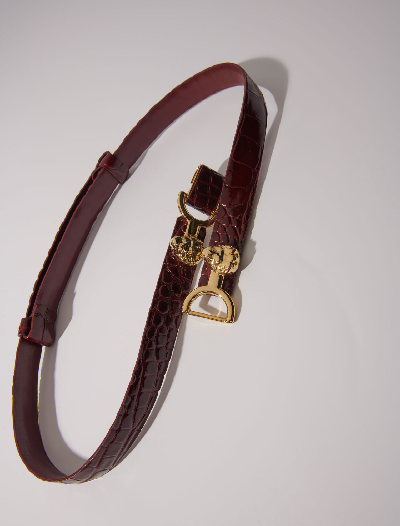 Ceinture fine en cuir à mors lion