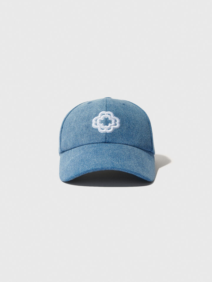 Casquette en denim à logo clover