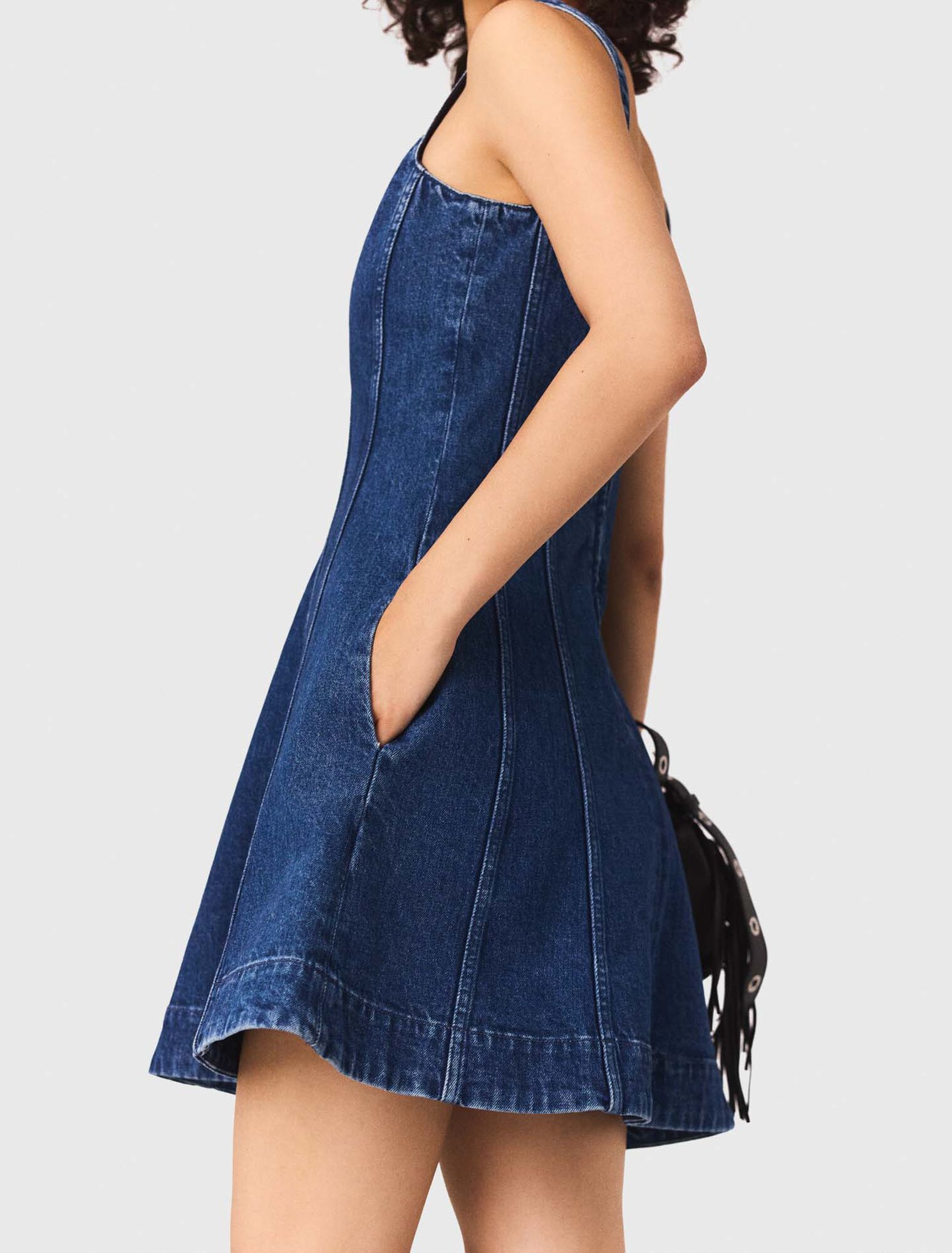 Robe patineuse courte en denim