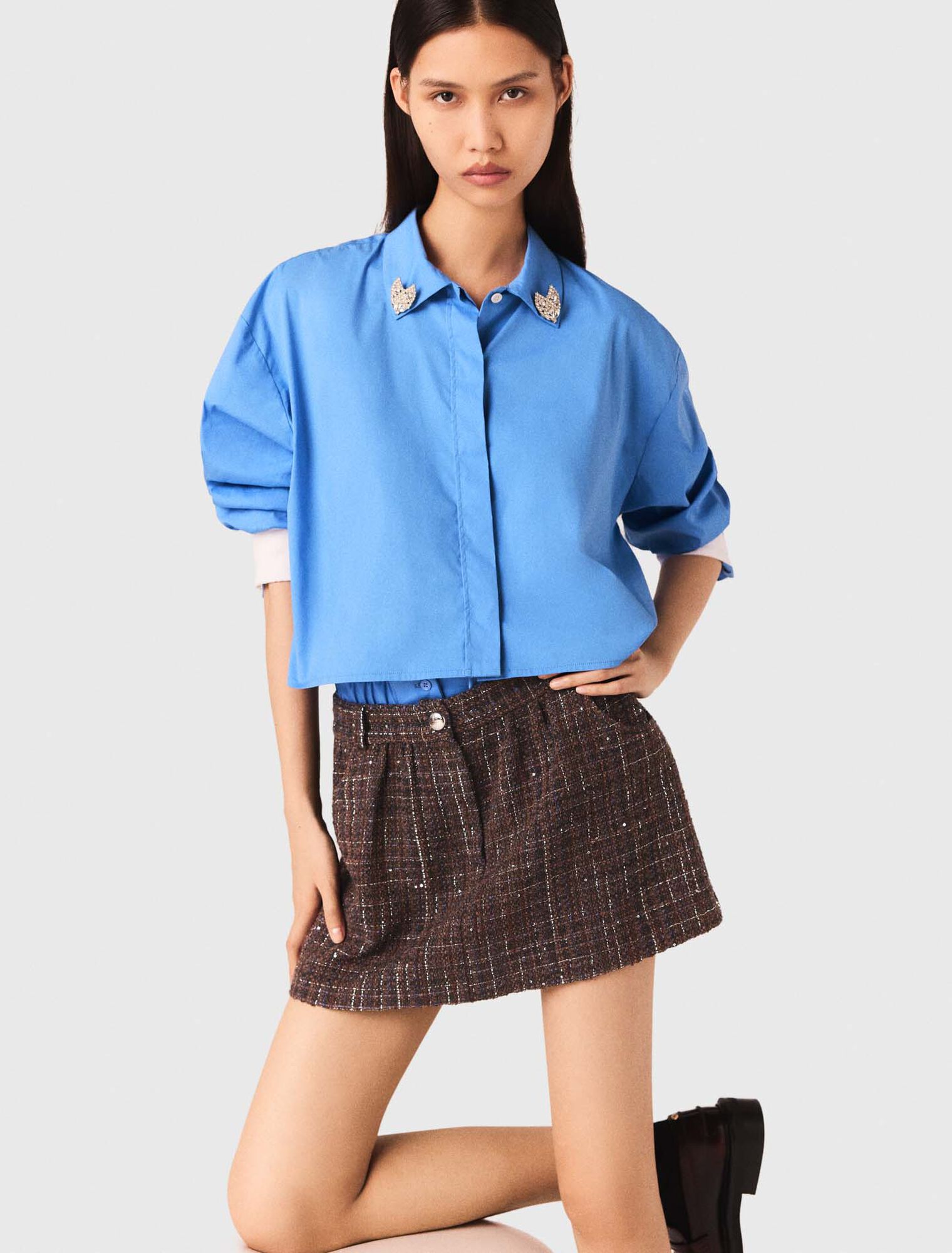 Short en tweed avec bande élastique
