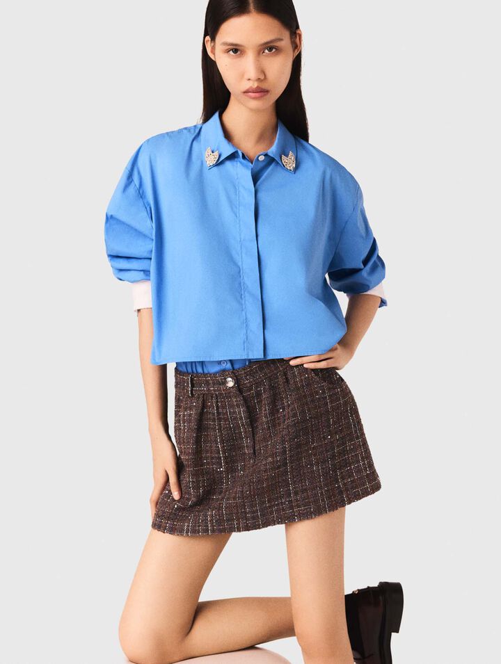 Short en tweed avec bande élastique