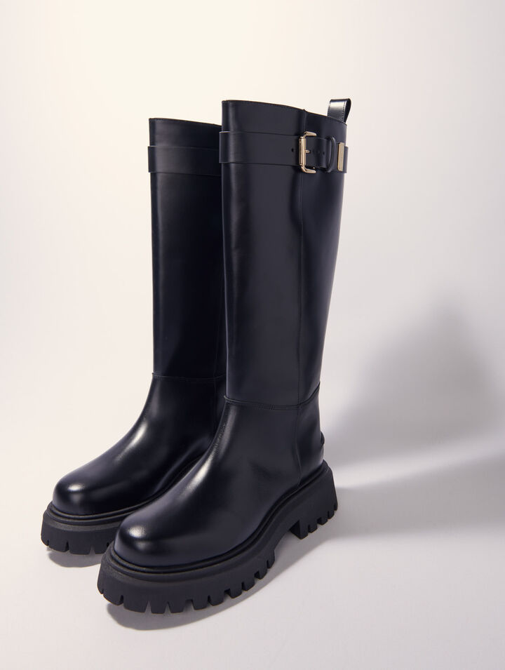 Bottes en cuir à boucle