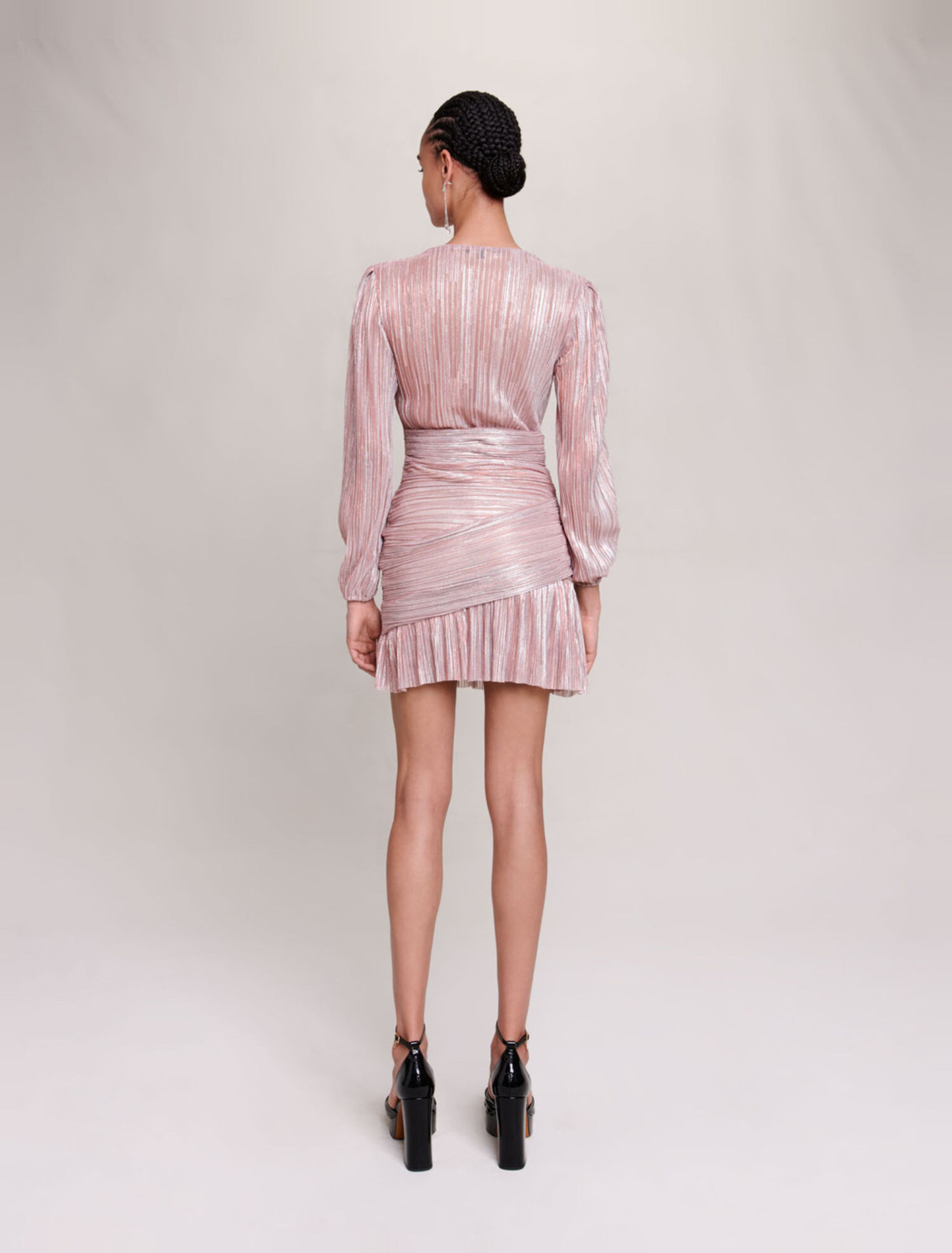 Robe plissée fibres métallisées