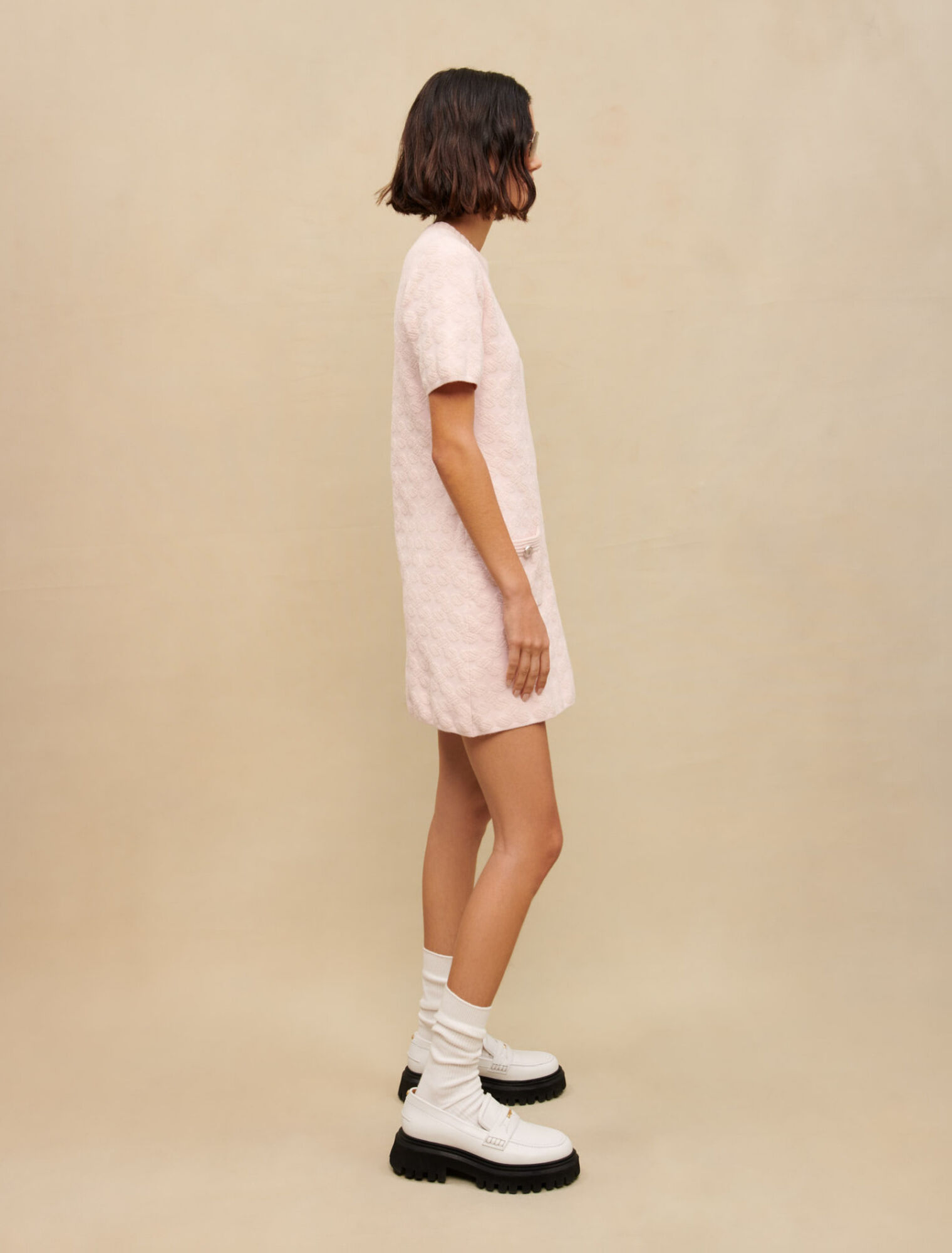Robe en maille texturée rose