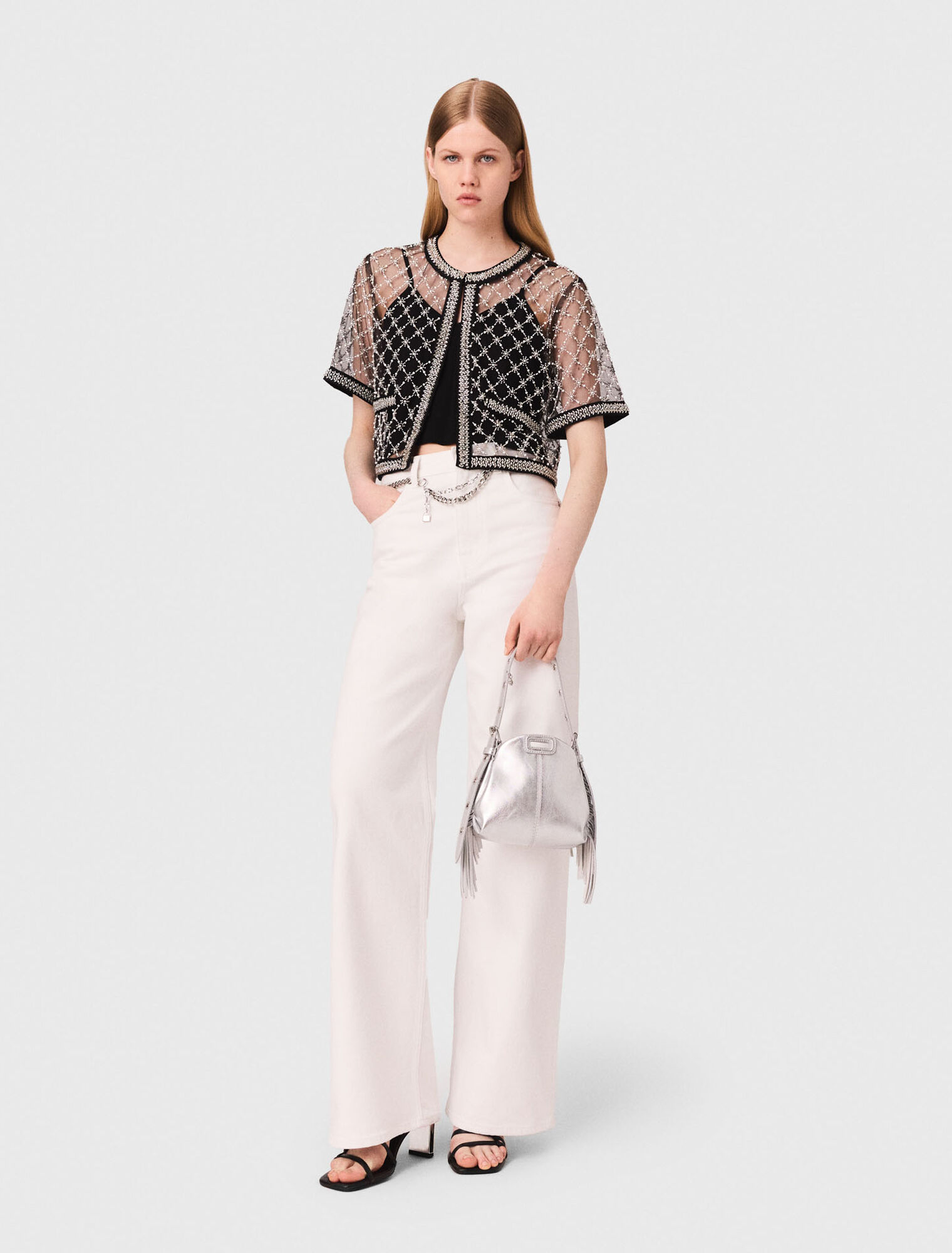 Top en tulle brodé