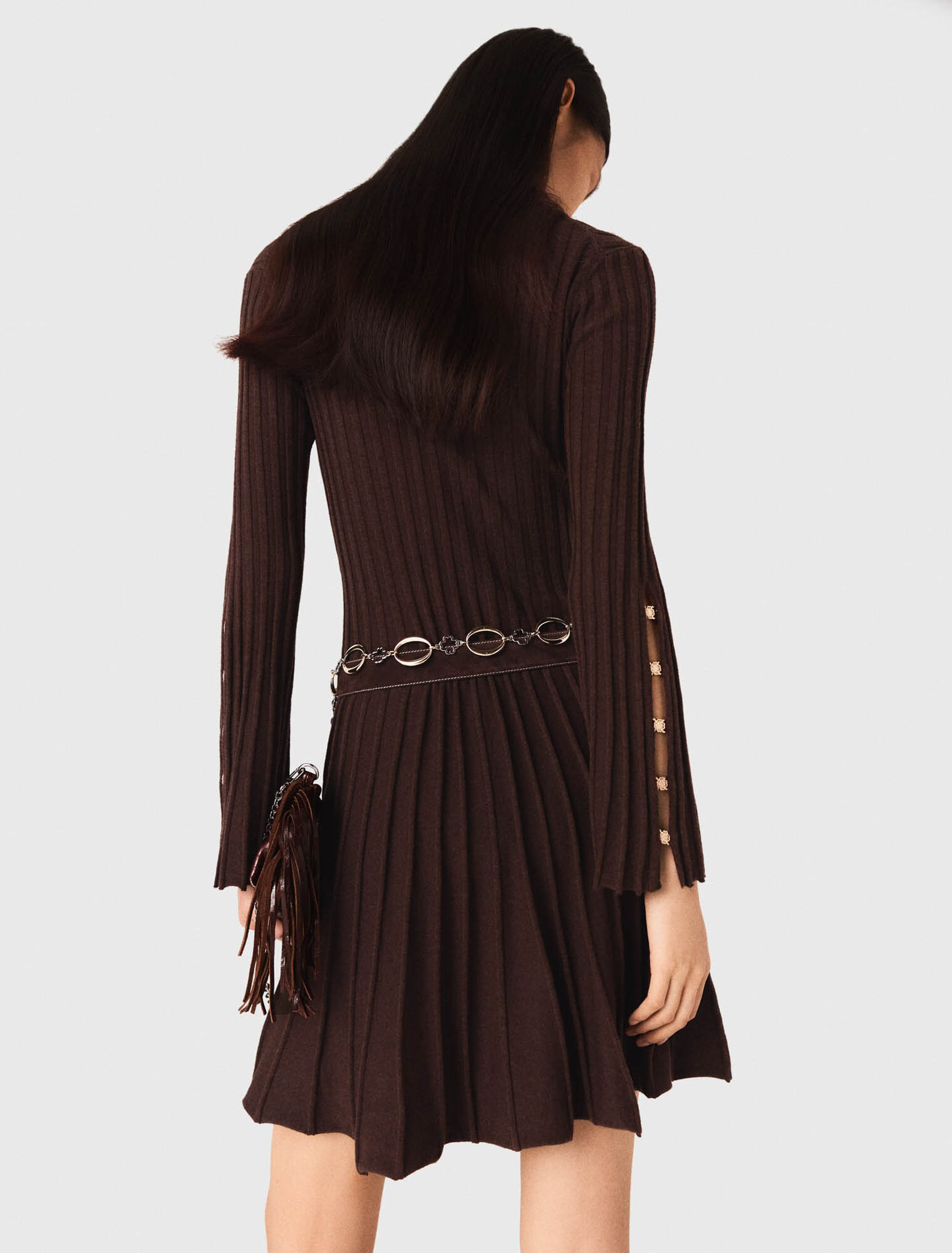 Robe courte patineuse à col montant