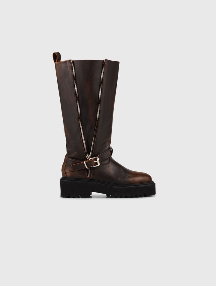 Bottes biker en cuir