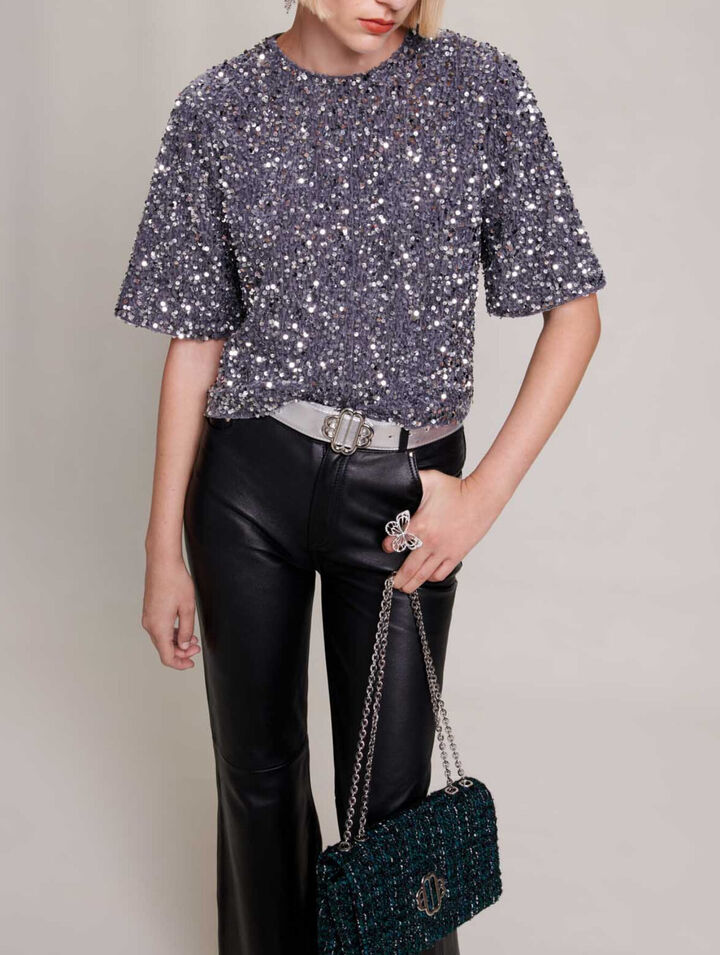 Top en velours à sequins