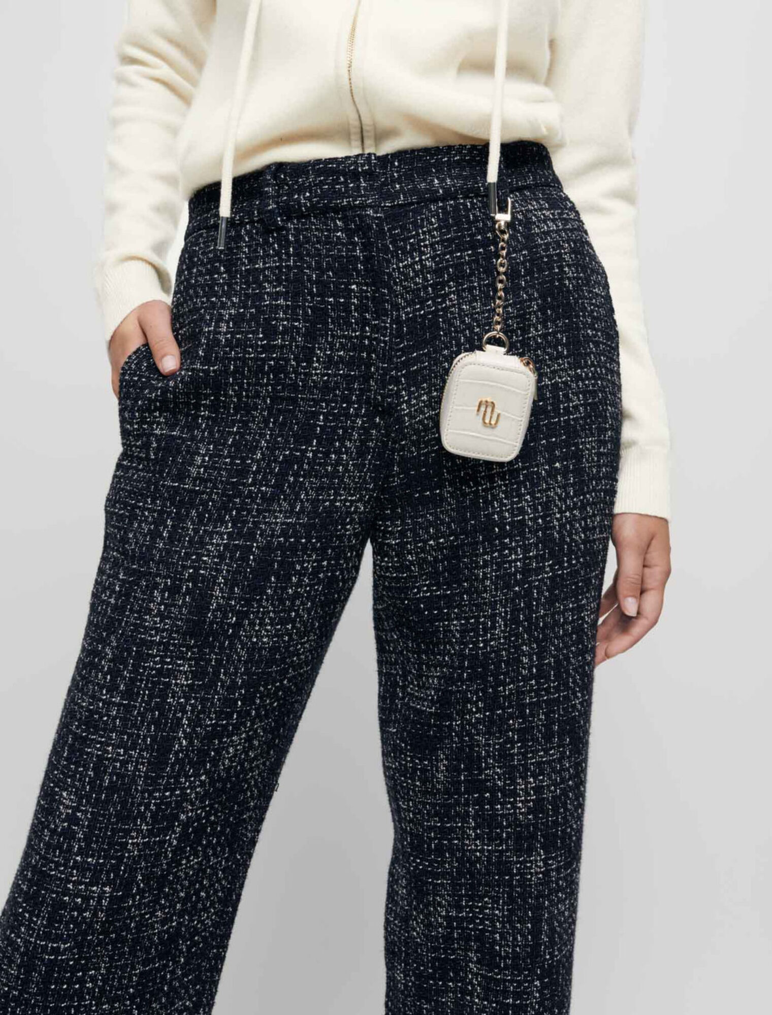 Pantalon large façon tweed