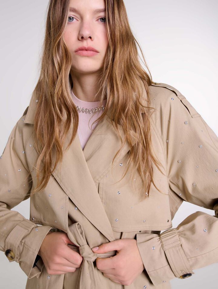 Trench clouté taille élastiquée