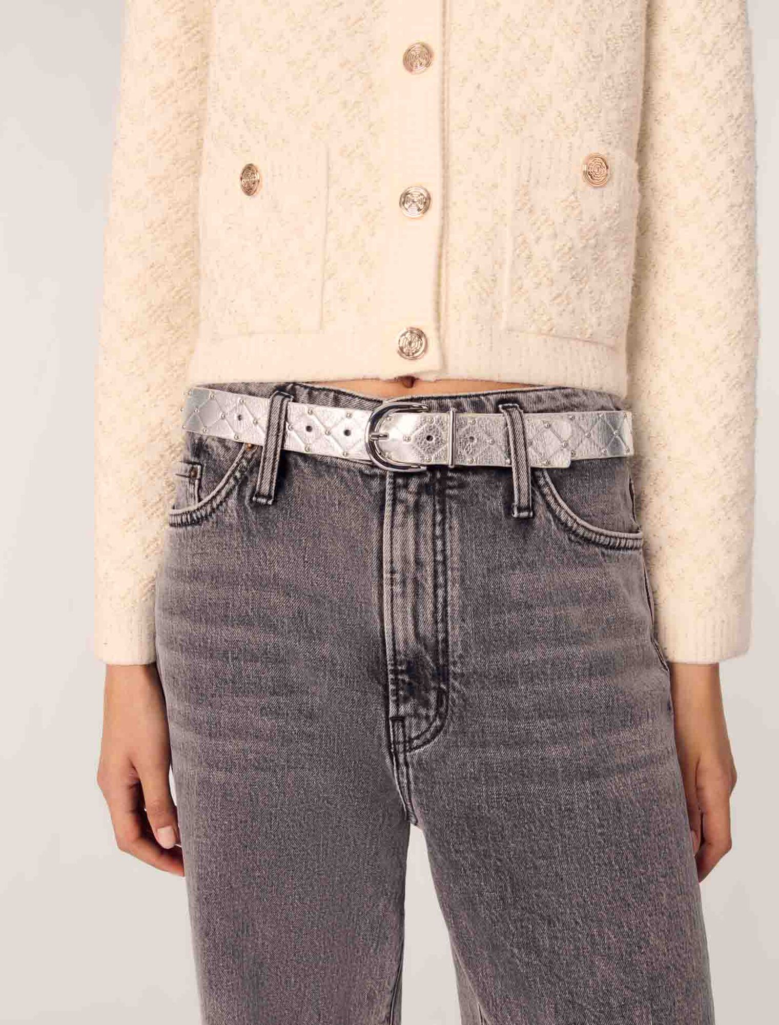 Ceinture en cuir métal matelassé