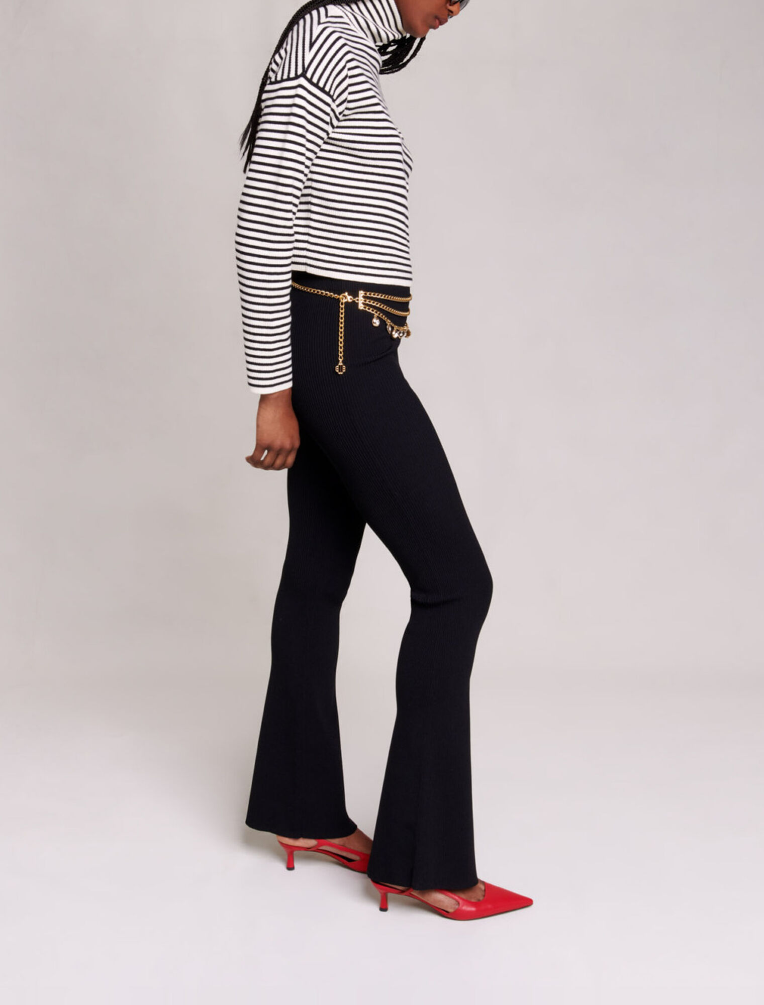 Pantalon en maille côtelée
