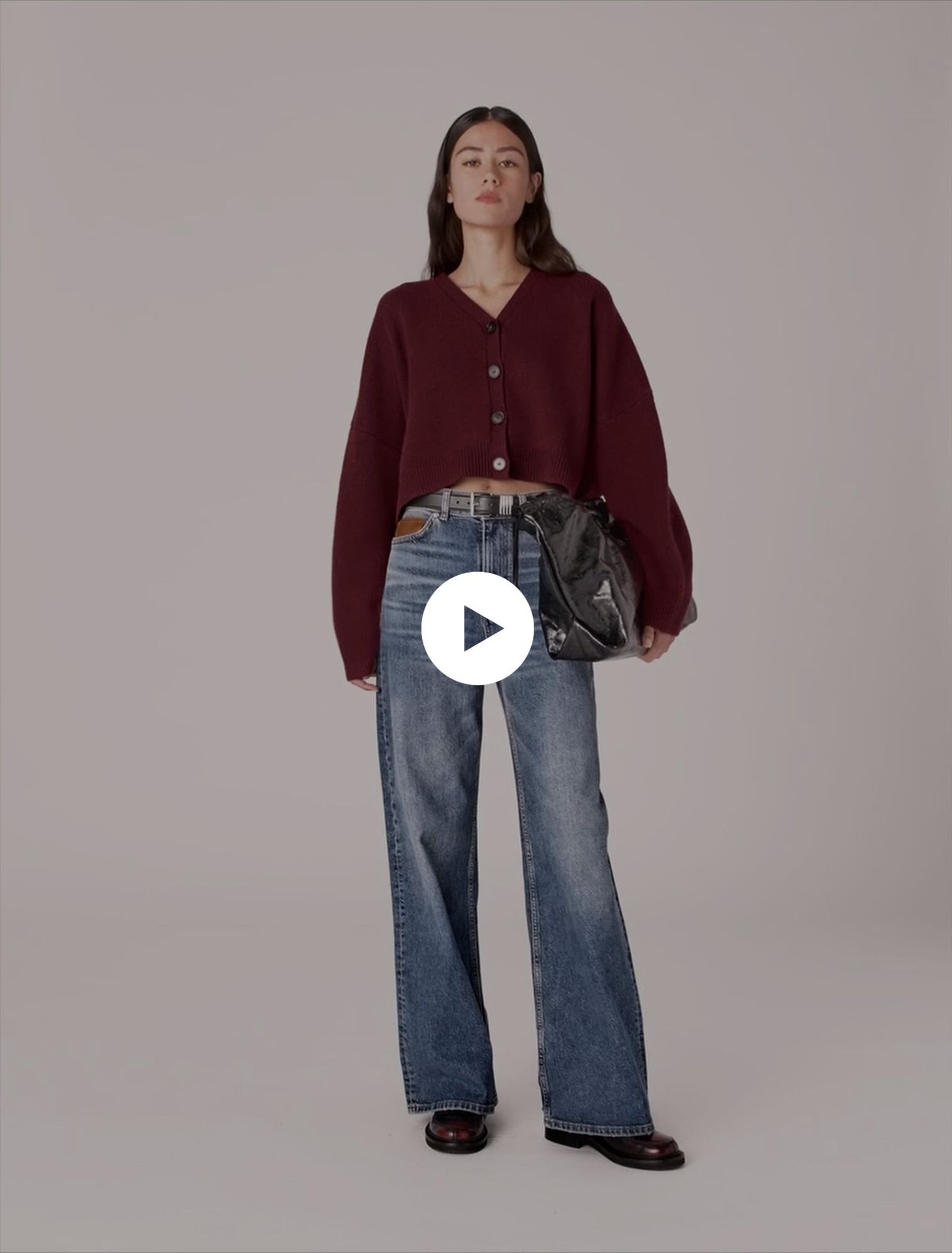 Cardigan cropped en laine mélangée