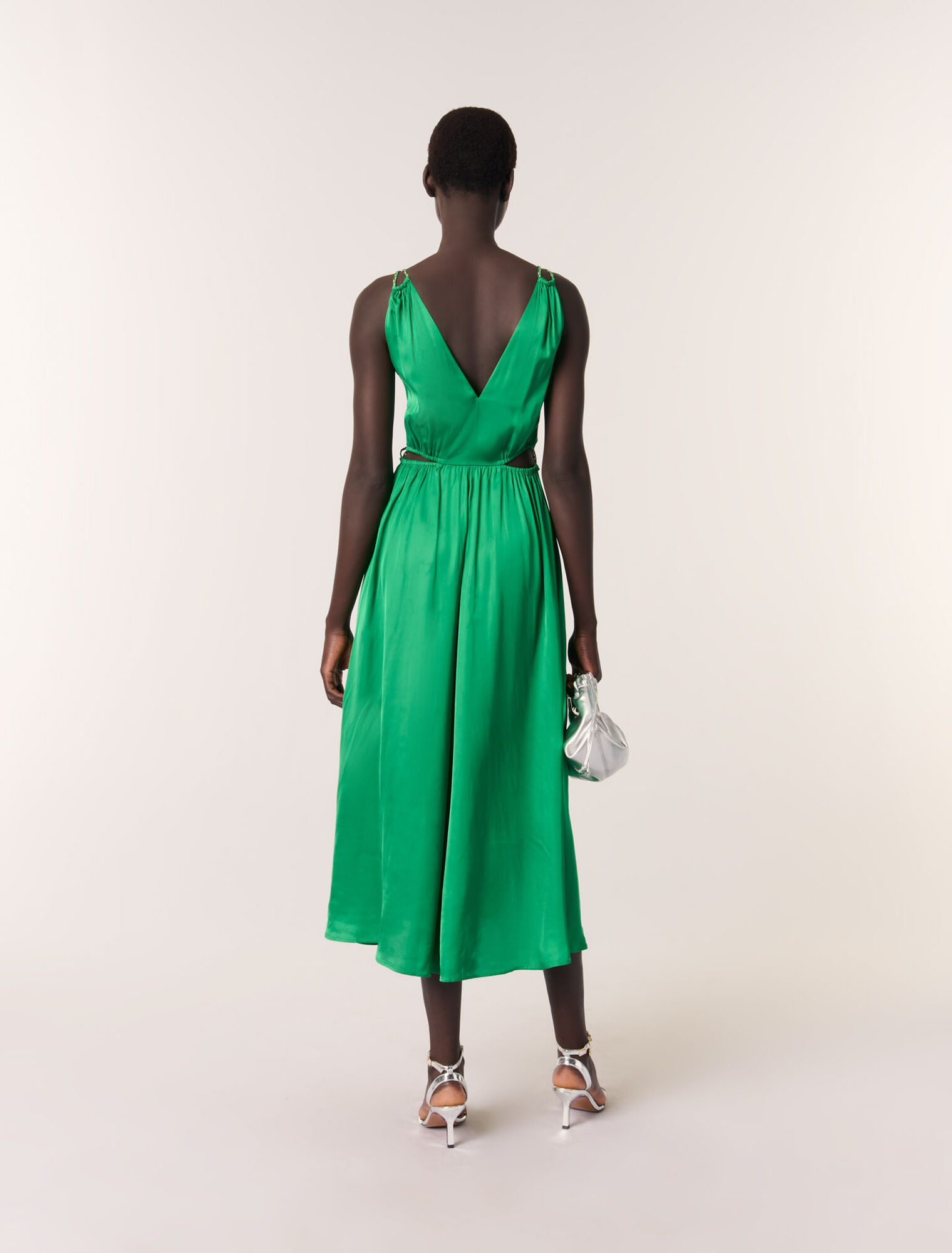 Robe longue satinée