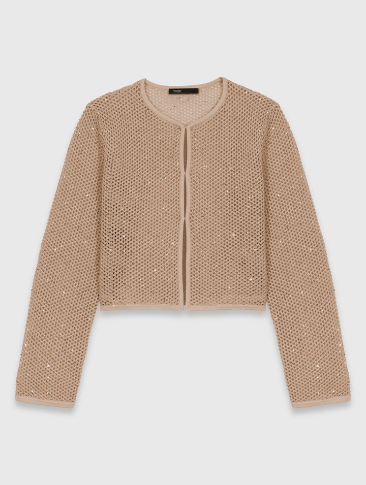 Cardigan en maille strass&eacute;e