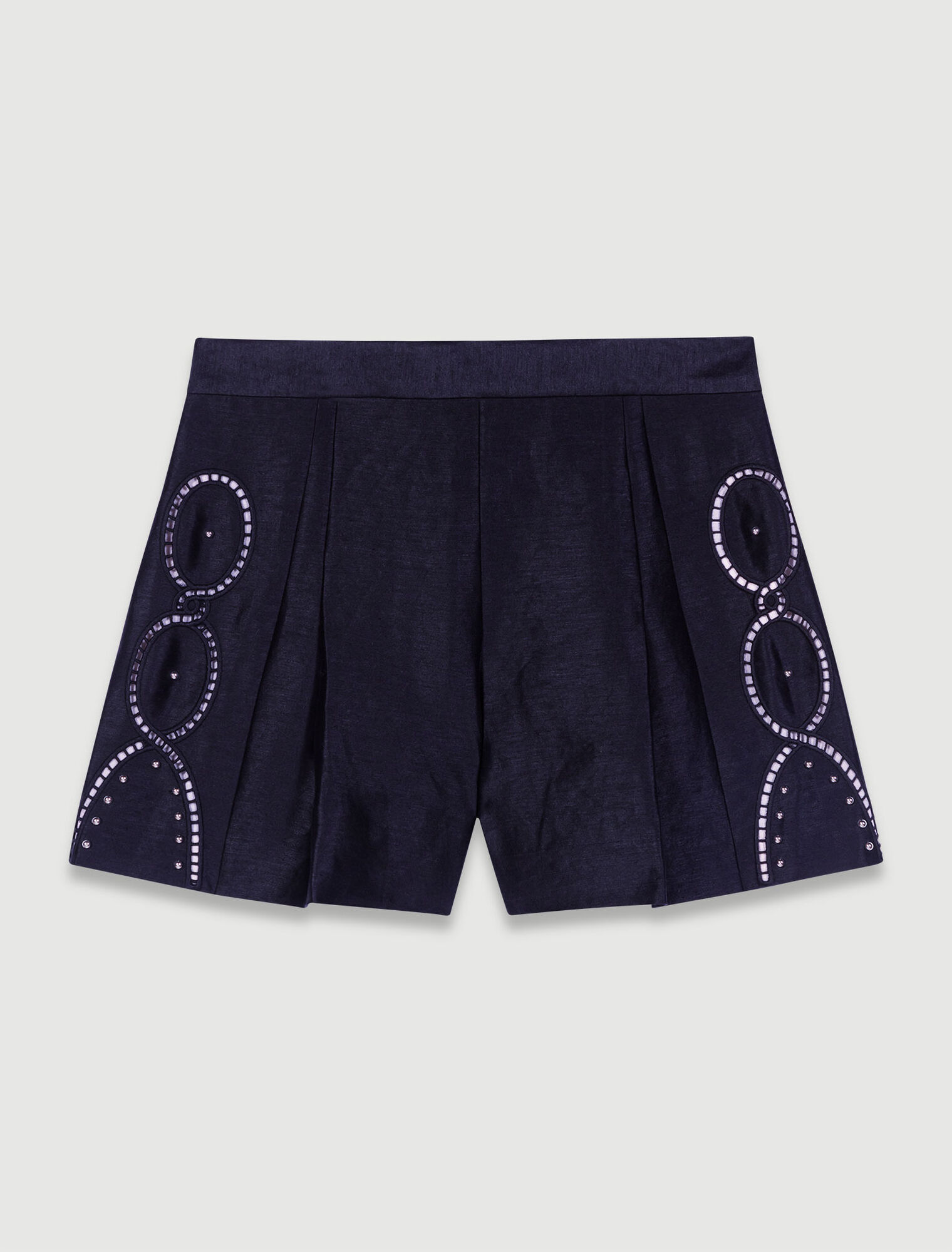 Short en lin ajouré à rivets