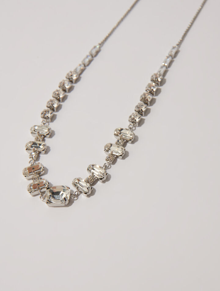 Collier chocker argenté à strass