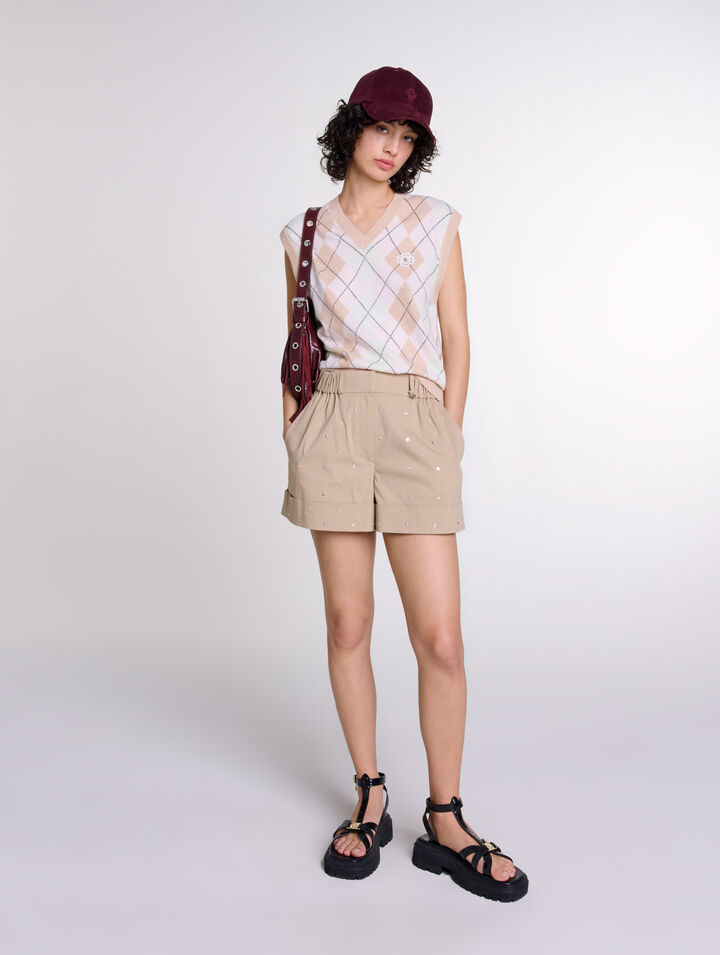 Short clouté en coton