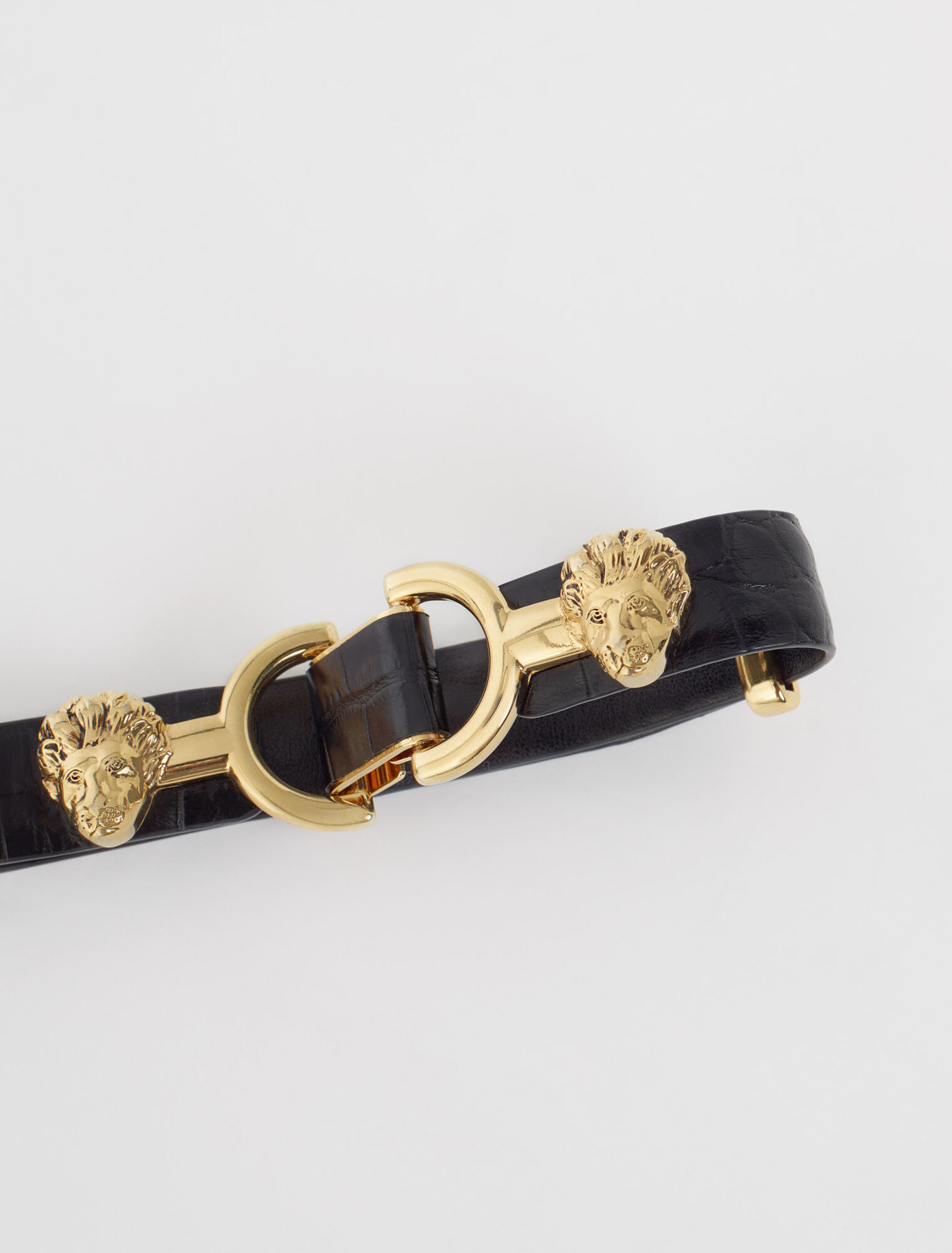 Ceinture fine en cuir à mors lion