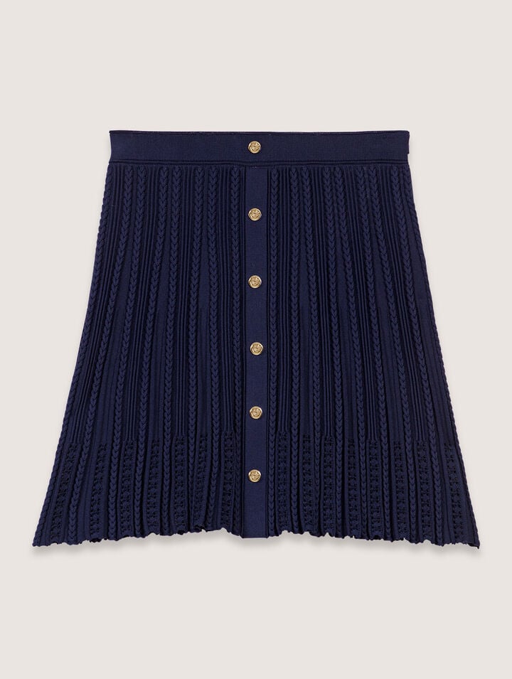 Maje Woven Knit Short Skirt In Marine