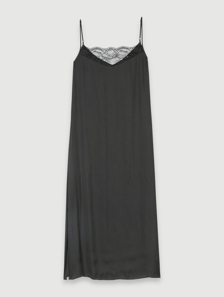 Robe longue satinée