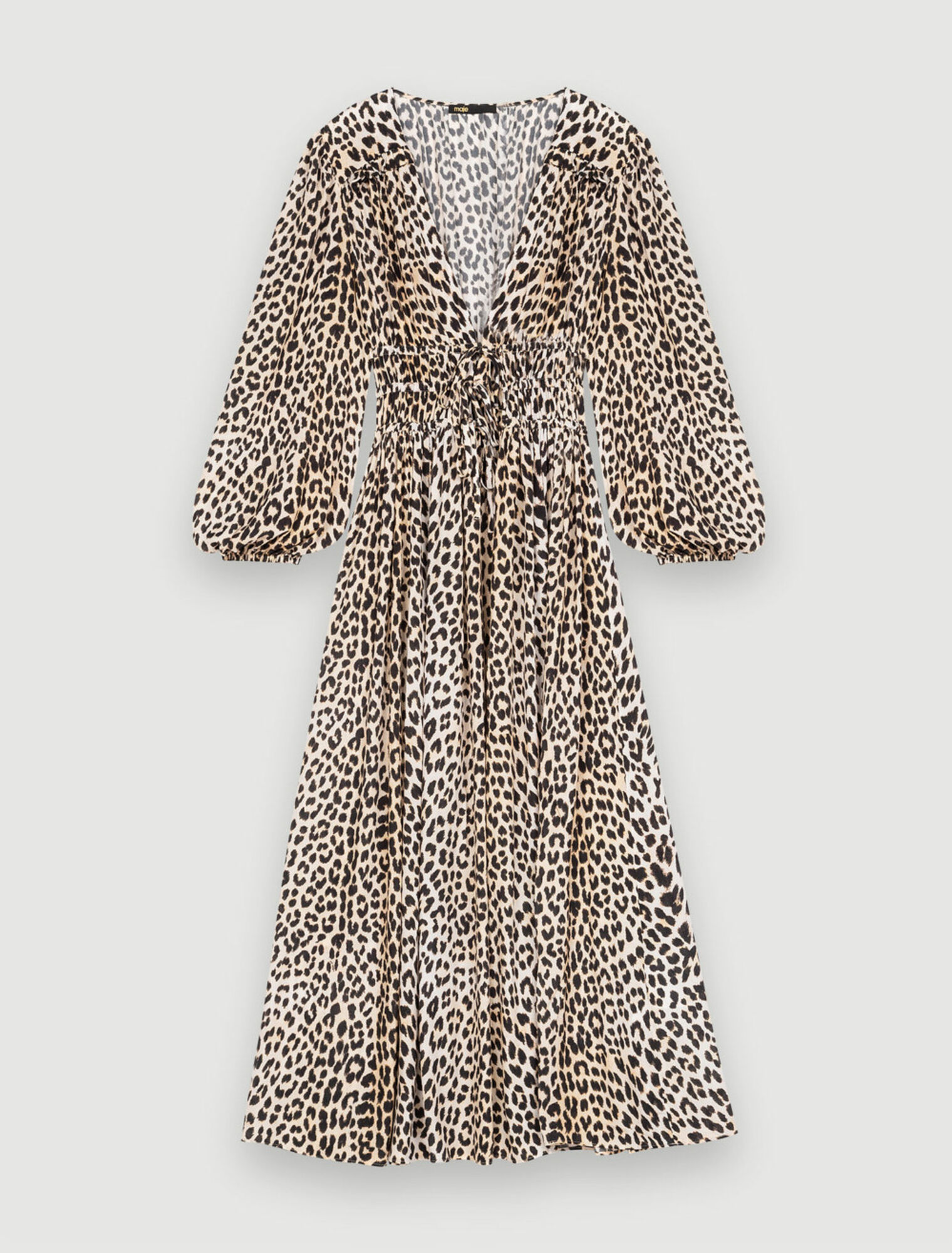 Robe longue en viscose imprimée léopard
