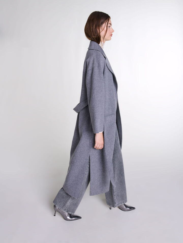 Manteau long double face ceinturé