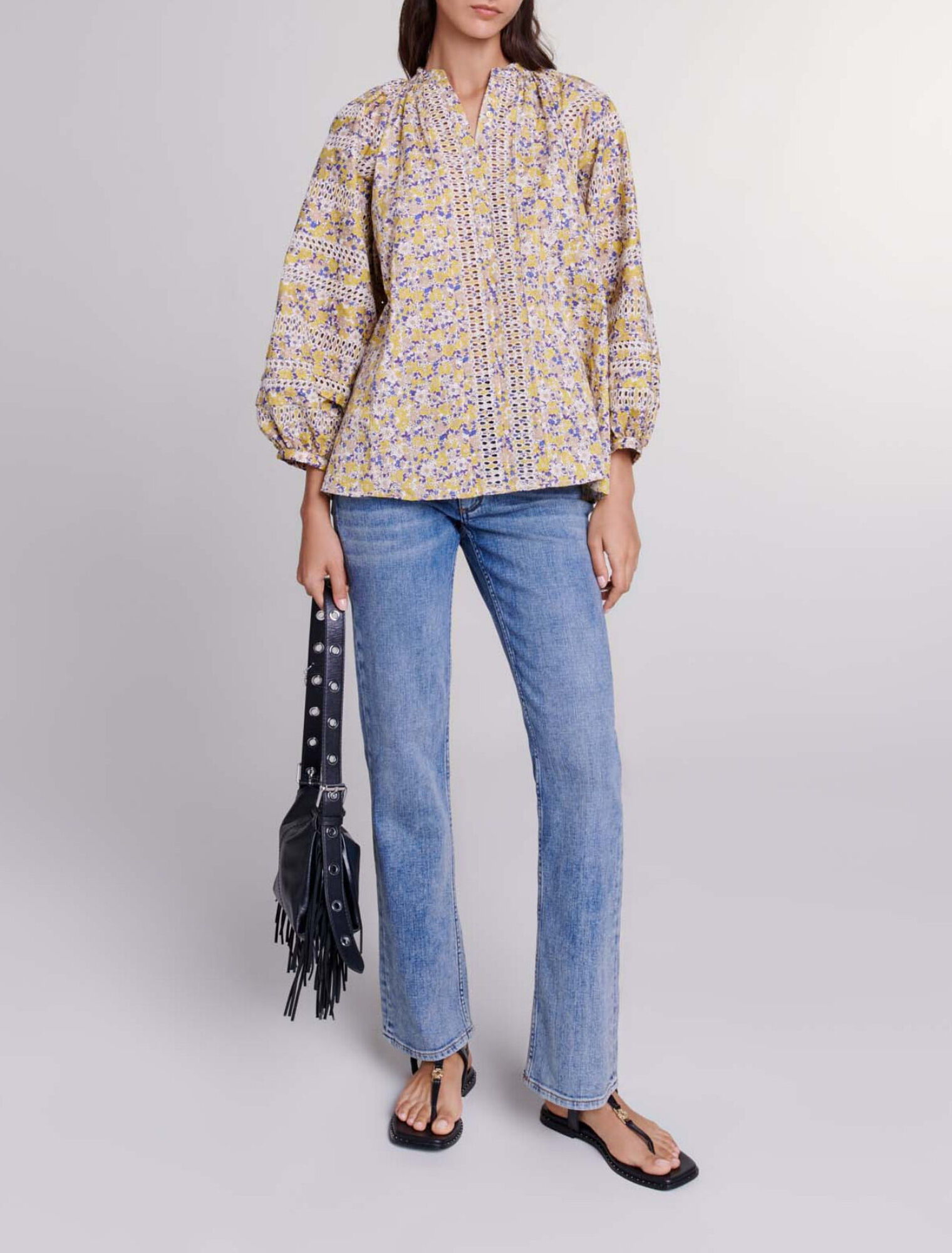 Blouse imprimée et brodée
