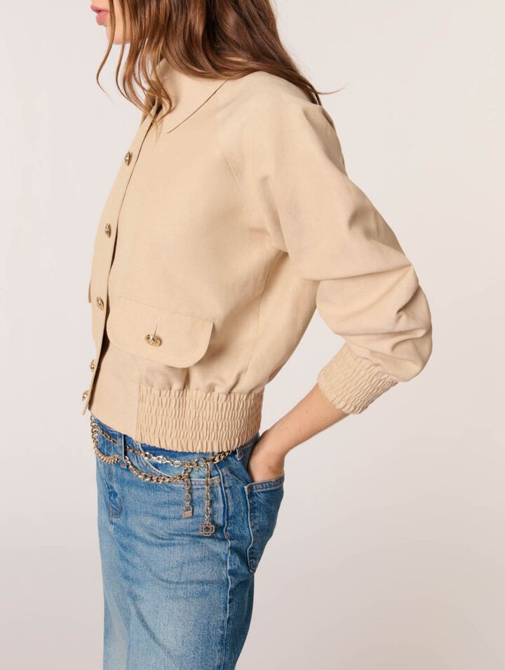 Blouson bomber en lin et coton