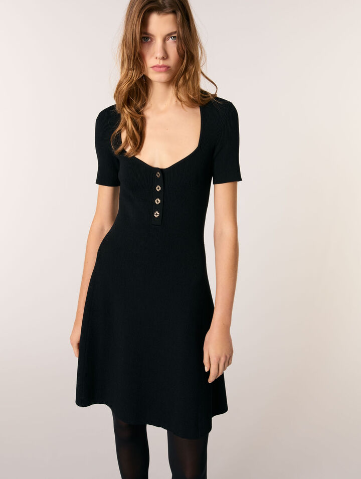 Robe courte en maille côtelée