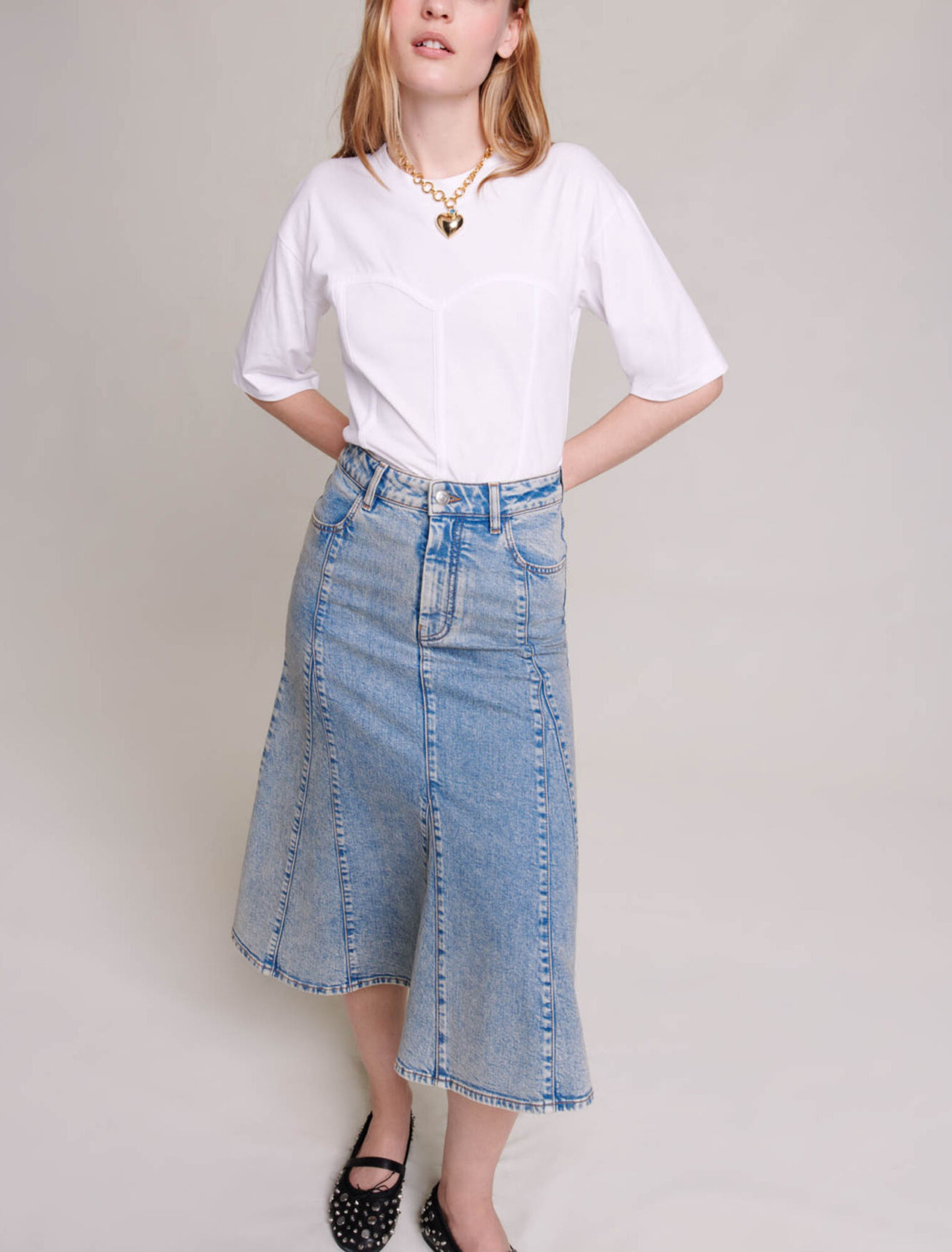 Jupe midi en denim