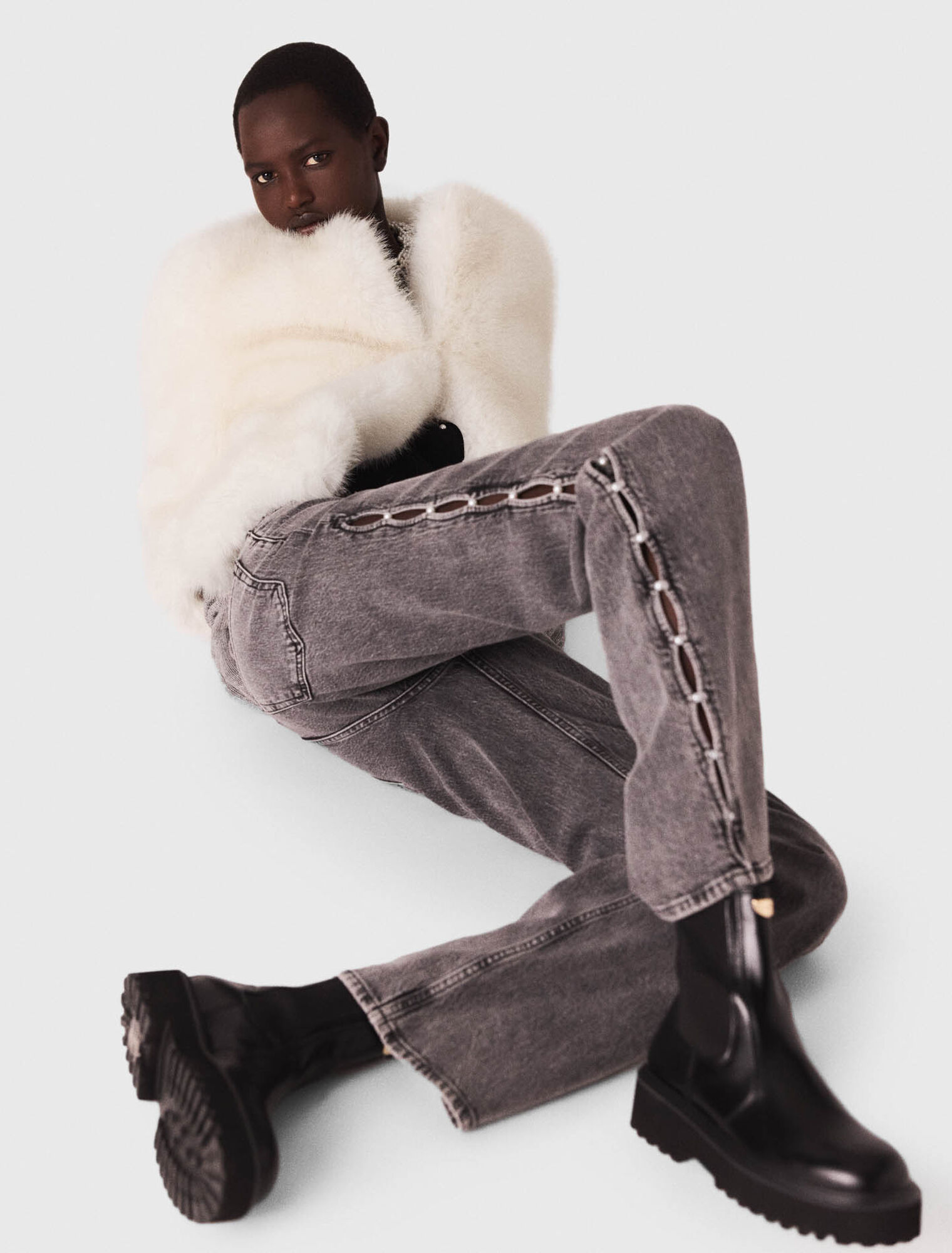Jean large avec perles