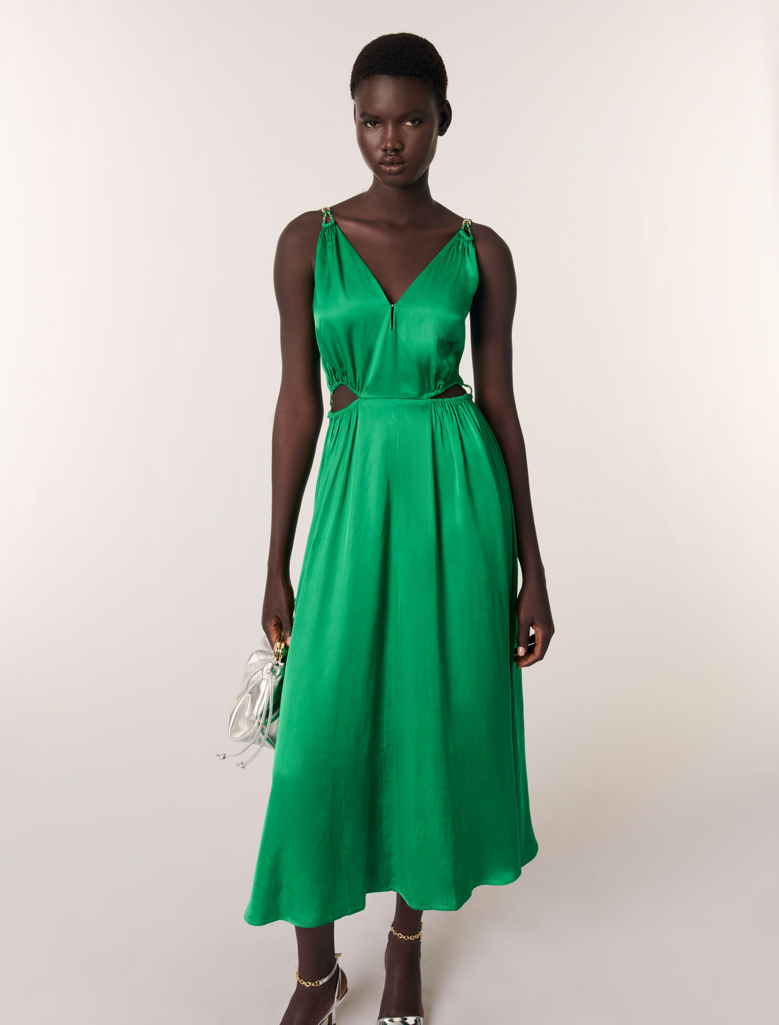Robe longue satinée