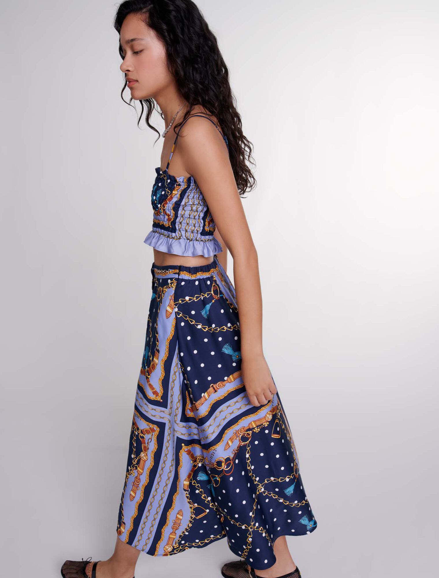 Jupe short satinée imprimée 