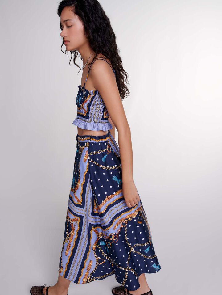 Jupe short satinée imprimée 