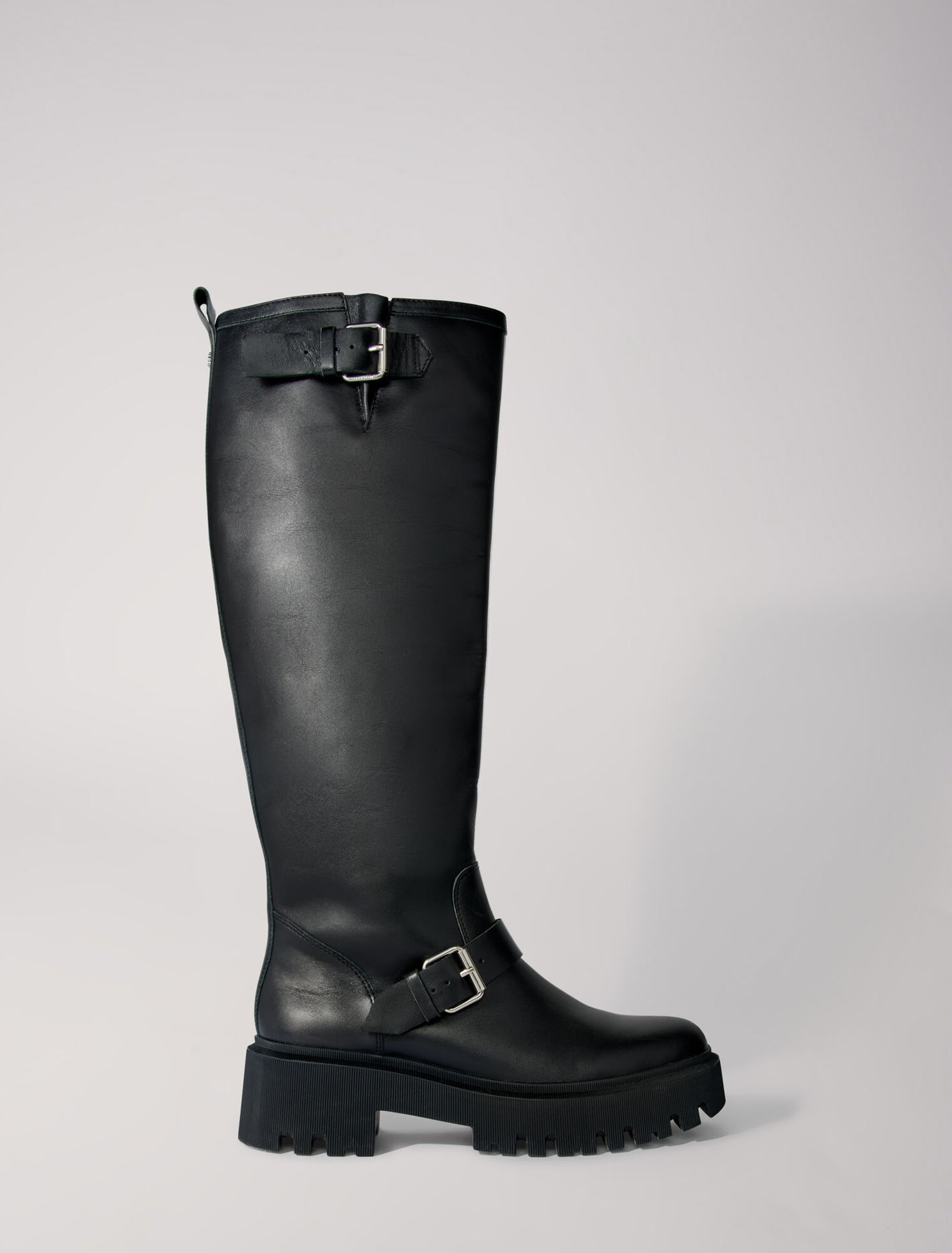 Bottes biker en cuir lisse