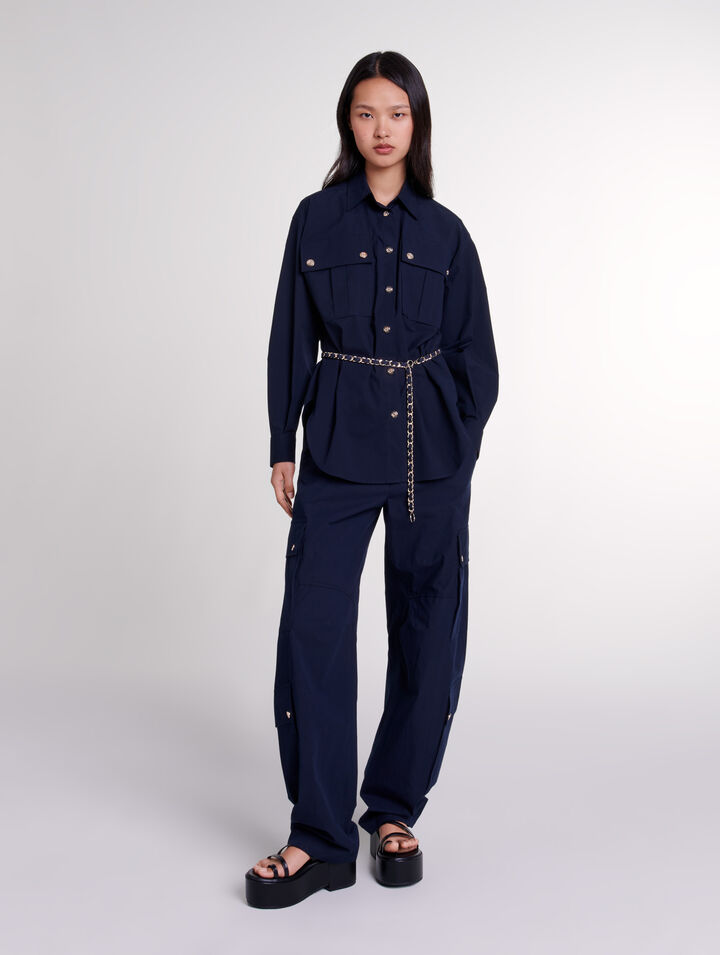 Chemise longue ceinturée 