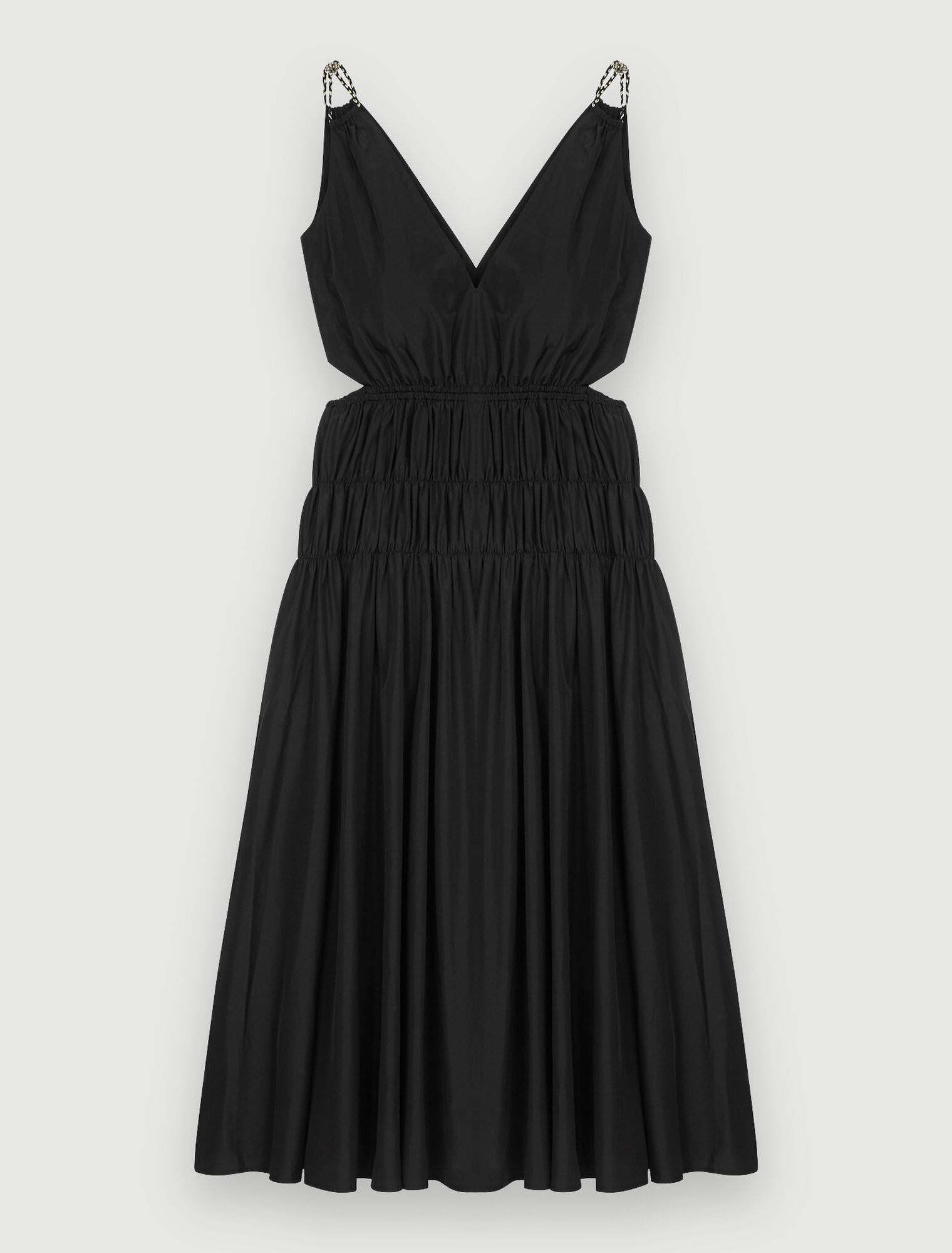Robe en taffetas ouverte à la taille