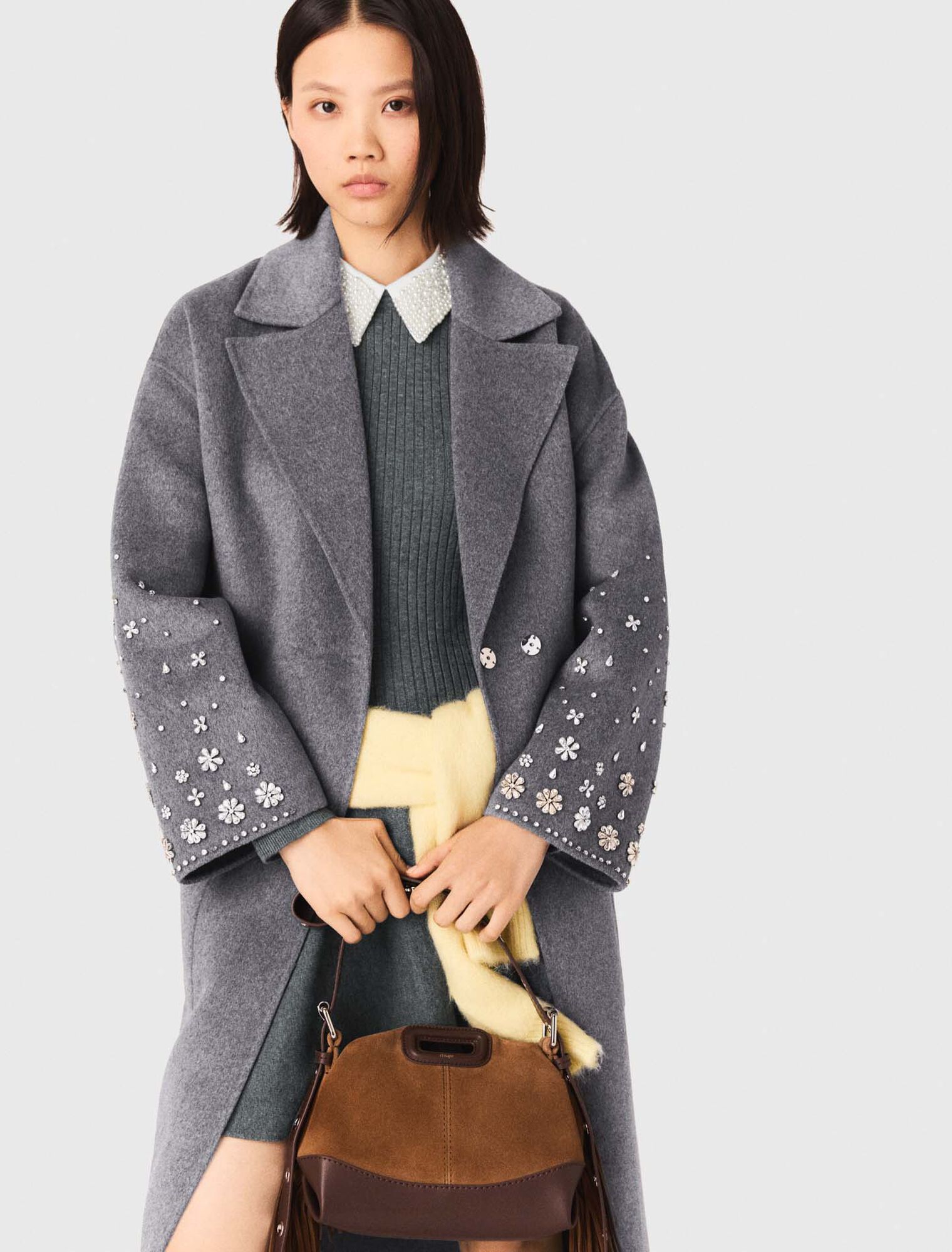 Manteau long double face et strass