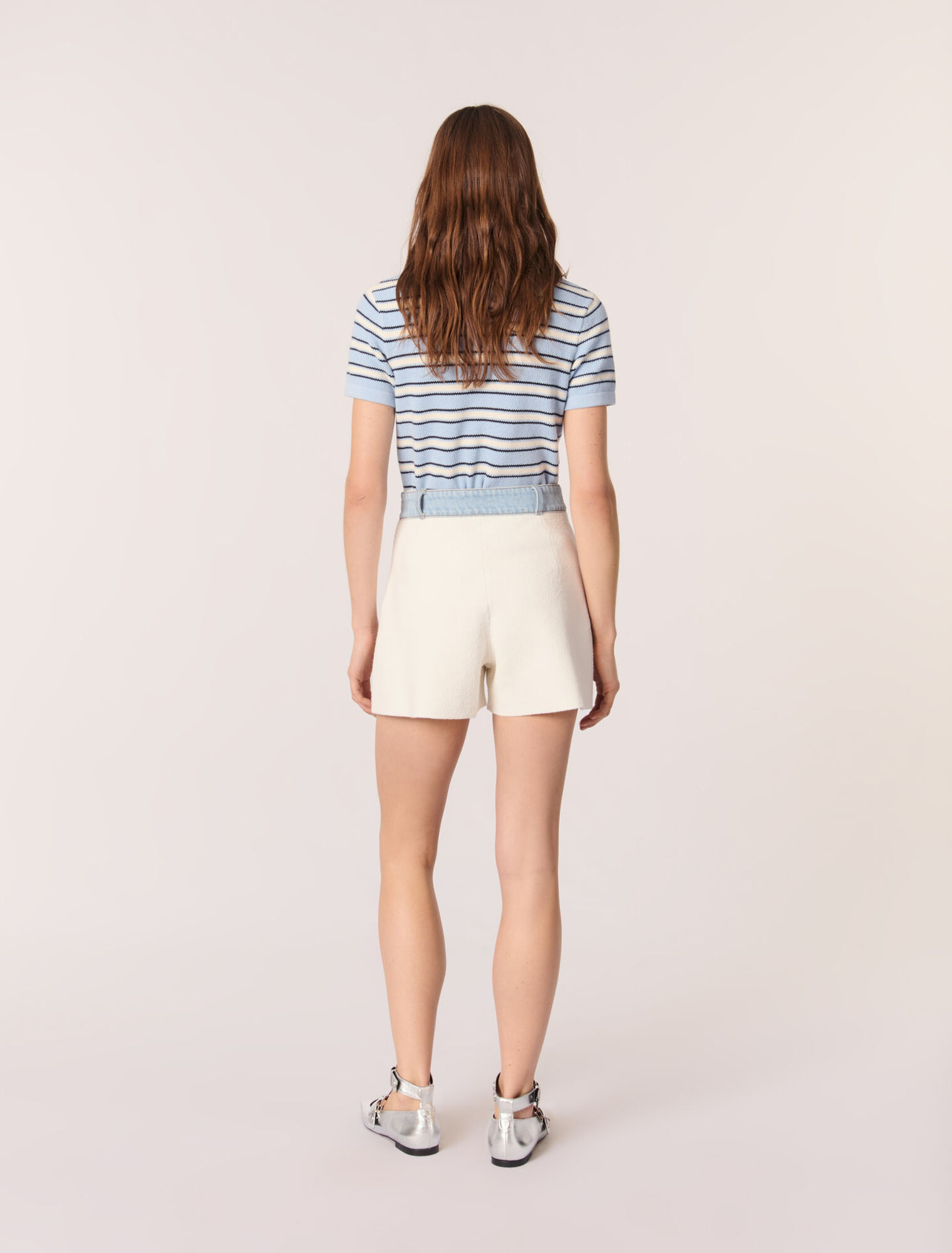 Short en maille et galons denim